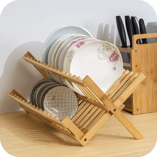 Showing the Side View of the Bamboo Kitchen Dish Drain and Ventilation Rack