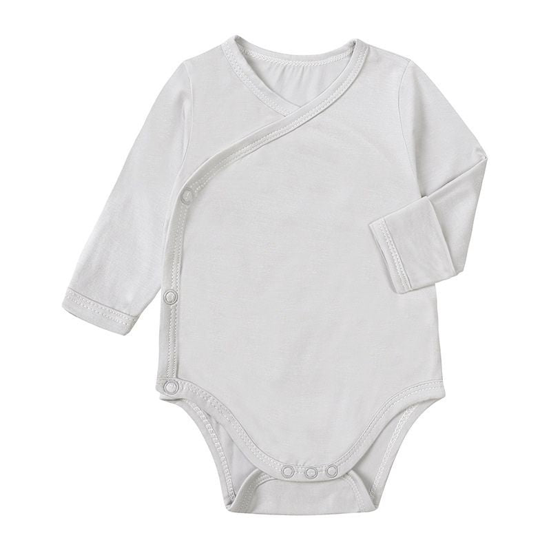 Showing a Single Grey Bamboo Fiber Baby Long Sleeve Bodysuit Jumpsuit 