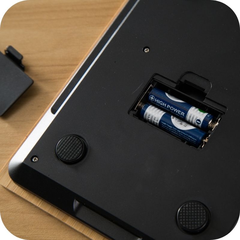 Showing The Battery compartment of the Bamboo Kitchen Panel Scale