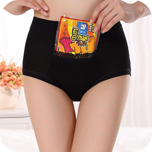 Showing The Black Bamboo Fiber Pocket High Waist Anti-Leakage Women's Panties
