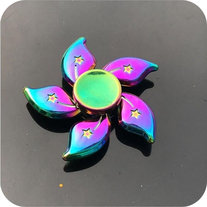 Showing the Top view of the L Adhd Autism Finger Toy Rainbow Tri Focus Fidget Spinner