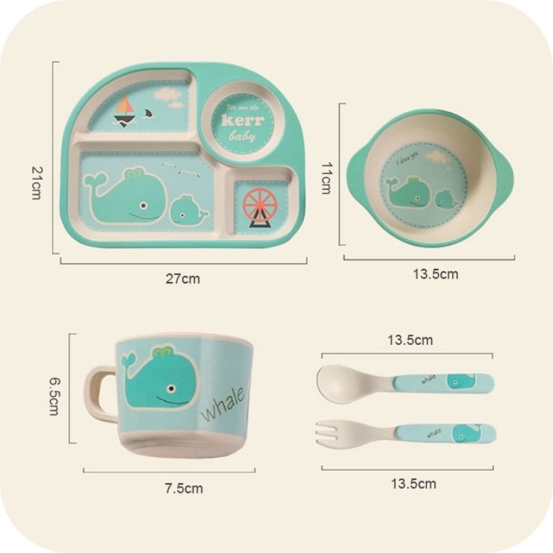 Showing the Whale Design Bamboo Fiber Children's Fun Tableware