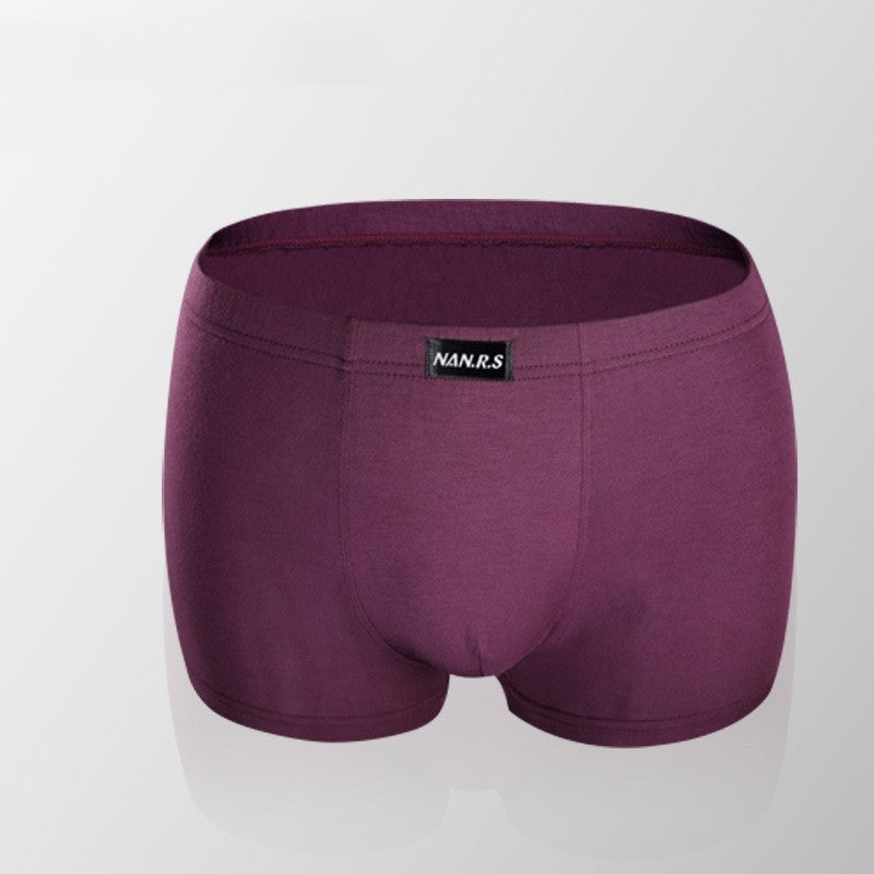 Showing the Wine-Red Bamboo Fiber Comfortable Breathable Absorbent Boy short