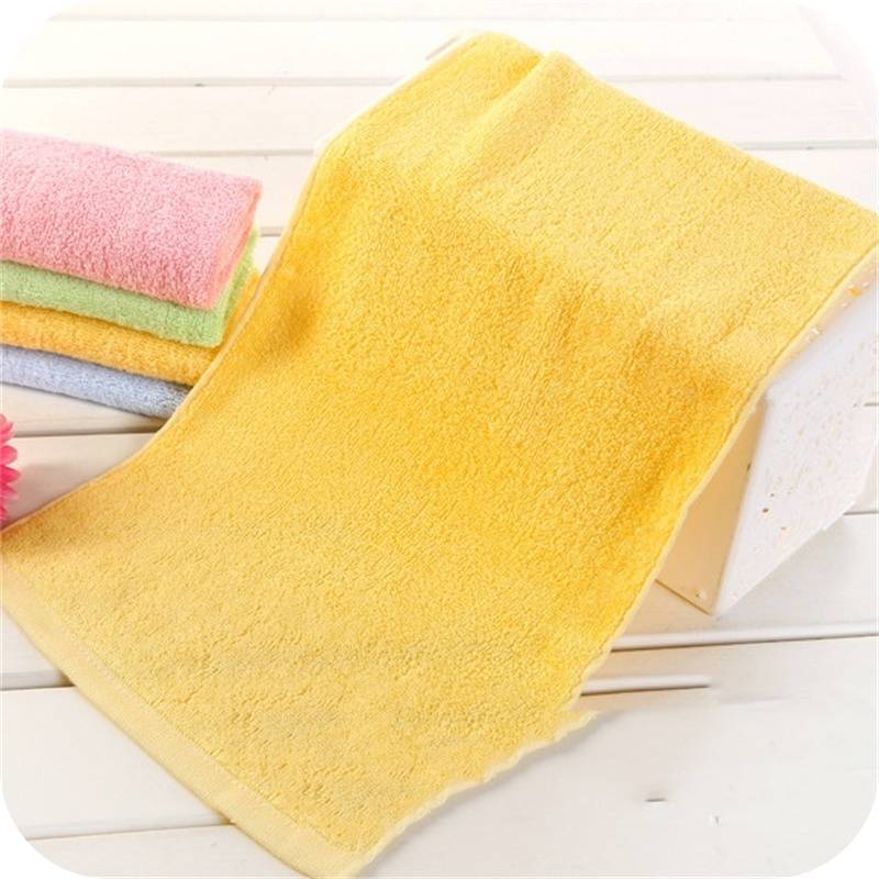 Showing the Yellow Bamboo Fiber Solid Color Children's Towel