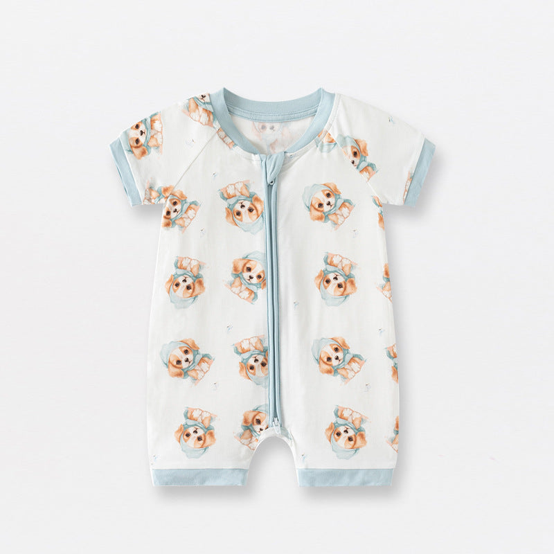 Bamboo Fiber Baby Jumpsuit Short Sleeve Thin Romper