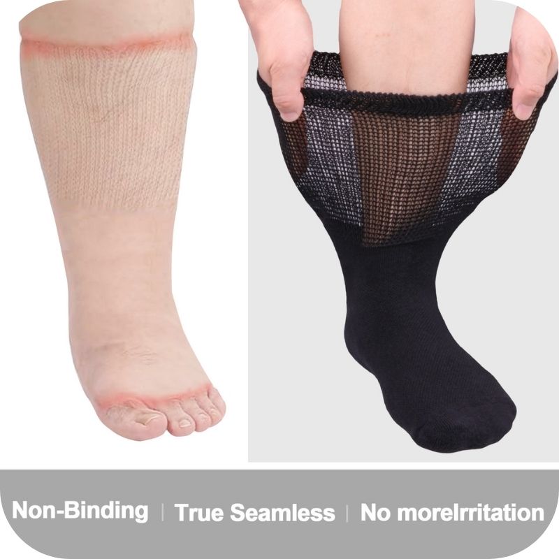 Showing the stretching of the Bamboo Fiber Loose Stretch Socks
